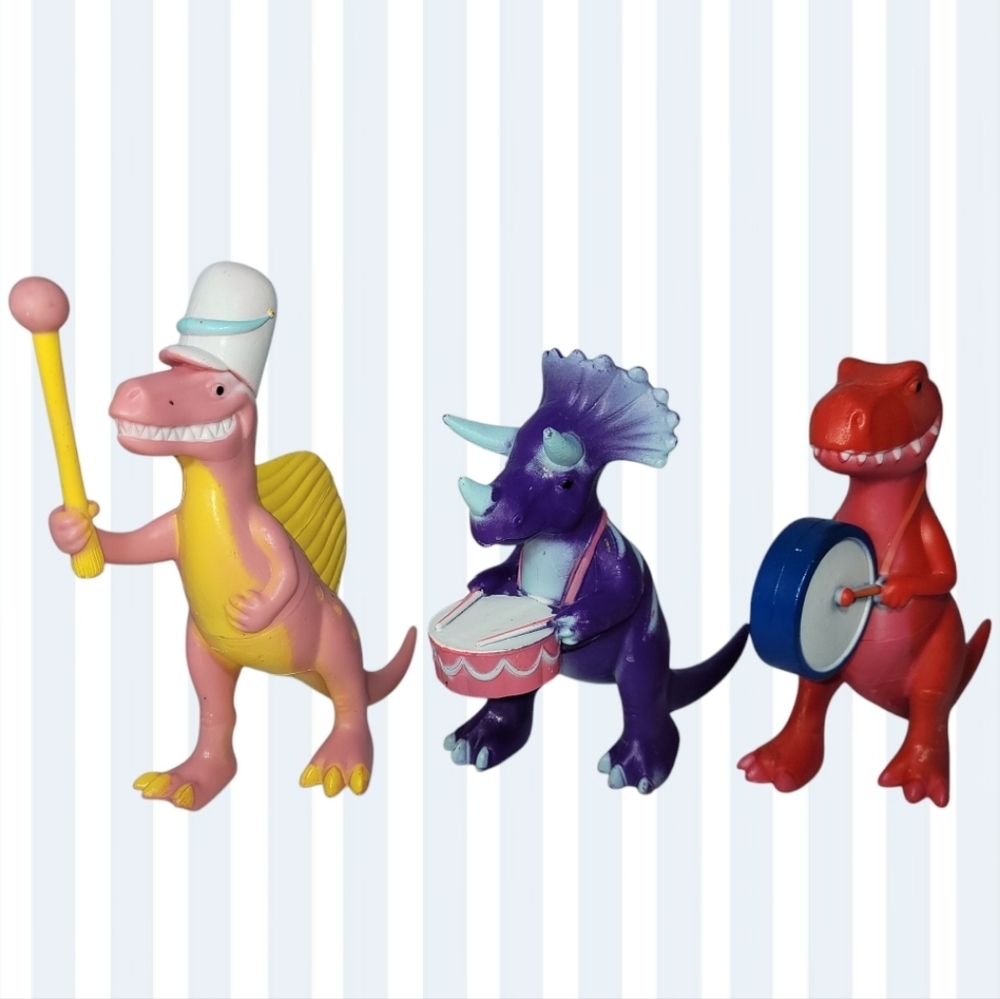 Ankyo Dinosaur Vtg Marching Band 3 Pc Set Plastic Toy Figures Target Birthday